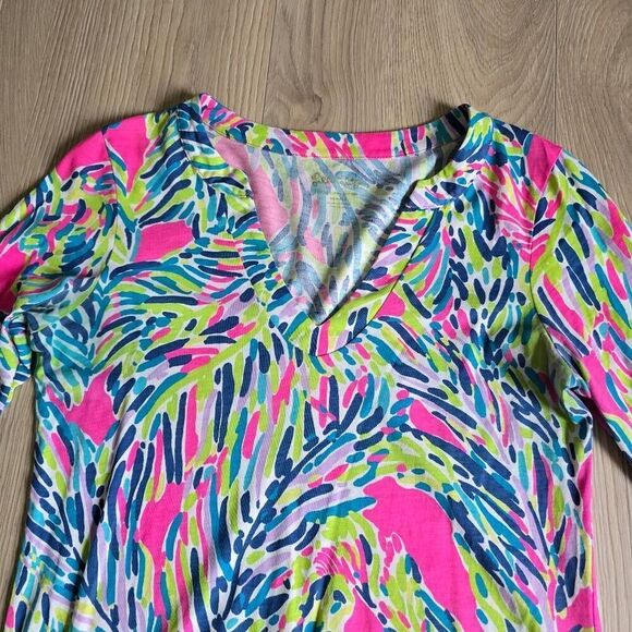 Lilly Pulitzer Tunic T-Shirt Dress Womens Xsmall Roll Tab Sleeve Formal Pullover - Picture 4 of 6